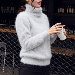 Örme Mink Cashmere Sakulakları Burtleneck Doğal Saf Mink Cashmere Sweaters Üst Nominal Toptan FP962 201201