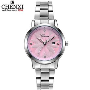 Chenxi New Ladies Brand Luxury Watch Date Date Clock Women Quartz Watches Women Wrist Watch Lady Silver Bracelet Wristwatches XFCS 201118