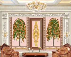 3d wallpapers mural golden carved plant flower tree living room wallpaper for bedroom sticker decoration Mural on the wall