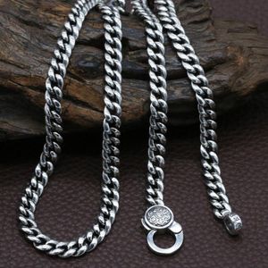 Chains S925 Pure Silver Fashion Jewelry Personality Couple Thai Necklace For Man Mantra Safe NecklaceChains