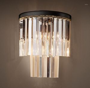 Vägglampa American Country Style Luxury Crystal för vardagsrum Bedside Asile Porch Light med LED-lampor Längd30cm
