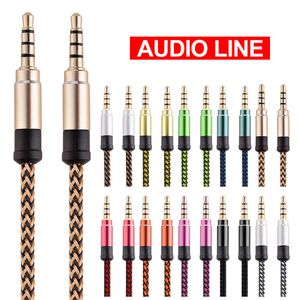 Nuovo cavo audio intrecciato in nylon da 3,5 mm 10 colori maschio a maschio cavo di registrazione Aux in nylon Cavi audio per auto Spina Aux placcata in oro multi-spec 1,5 m 3 m