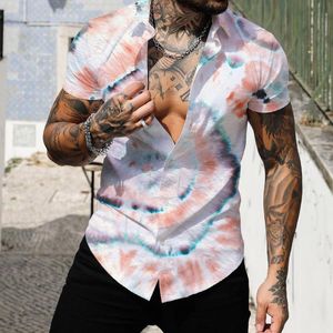 Męskie koszule Casual Shirts Black Button Down Men Men Lato Single Bered Lapeed Full Print Beach Krótkie wakacyjne koszulki wakacyjne