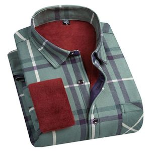 Men's Casual Shirts Winter Warm Men's Long Sleeve Plaid Shirt Velvet Thick Jacket Coat Keep ClothingMen's