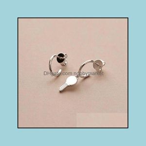 Fashion Clássico Tendência Chave e Bloqueio Real 925 Sterling Sier Brincos Brincos Piercing Brinco Brinco Brinco Jóias Pingientes Gota entrega 2021 2K4lw