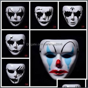 Party Masks Halloween Masquerade Mask White Hip Hop Fl Face Scary Plastic Dhozf