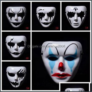 Party Masks Halloween Masquerade Mask White Hip Hop fl Face Scary Plastic Dhozf