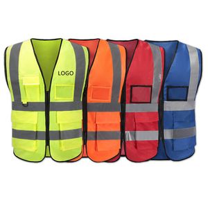 Alta visibilità Sicurezza sul lavoro Avviso di costruzione Gilet da lavoro riflettente per il traffico Verde Riflettere Abbigliamento sicuro Gilet da uomo 4 colori Migliore qualità