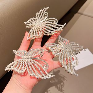 S3100 Faux Pearl Rhinestone Hairclip for Women Barrettes Hairpin Big Size Shark Clip Bobby Pin Lady Girl Back Head Barrette Hair Accessories