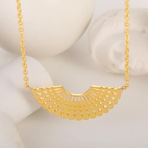 Pendant Necklaces Gold Color Peacock Tail Necklace Women Jewelry Fan Feathers Pendants Stainless Steel Collier FemmePendant
