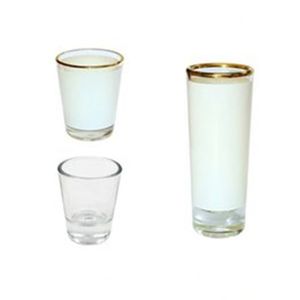 Sublimation 1.5oz 3oz Shot Glass gold line White Blank Wine Glasses Heat Thermal Transfer Drinking Mug DIY Custom Frosted Clear Liquor Cup Whiskey Beer Party C1