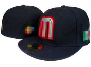 Meksyk zamontowane czapki liter M Hip Hop Rozmiar kapeluszy czapki baseballowe dorosłe płaskie szczyt dla mężczyzn kobiety w pełni zamknięte H23
