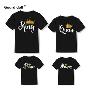 면화 가족 일치 옷 tshirt 아버지 어머니와 딸 tshirts 아기 캐주얼 공주 퀸 왕 의상 가족 룩 220531