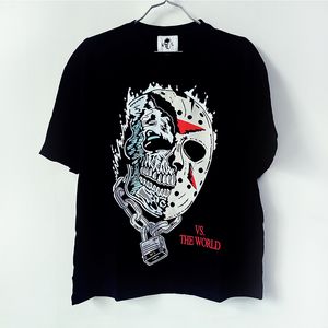 T-shirty Warren Jason nadruk z czaszką męskie Lotas damskie koszulki artystyczne luźne koszulki męskie koszula na co dzień szorty rękaw czarna koszulka S-XL