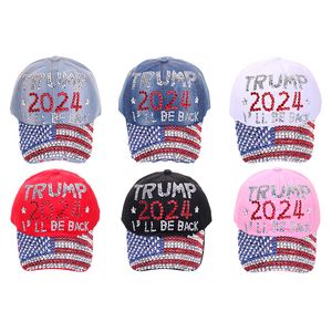 Trump 2024 Casual Diamond Baseball Cap Athleisure Verstellbare Baumwollhut -Party Hüte 9 Style 0424