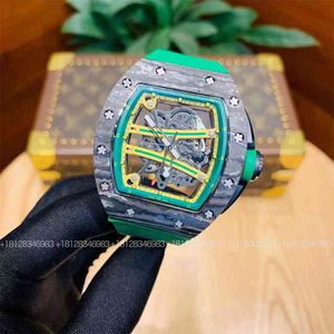Szwajcarskie ZF Factory Green Watches Designer Wristwatch Fibre Fibre Mens Automatyczne mechaniczne zegarek mechaniczny wydrążony w Luminous Tape Osobowość