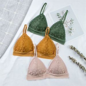 Women Lace Bra No Steel Ring Beauty Back Wrapped Chest Comfortable Daisy Brassiere Stretch Triangle Cup Padded Underwear 12Pcs 220530