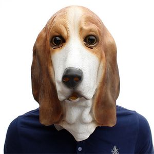 Tam yüz hayvan lateks maskesi yetişkinler basset tazı köpek kafası parti maskeleri cosplay maskeli bale süslü elbise parti için cadılar bayramı maskesi 220812