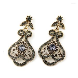 Dangle & Chandelier Sunspicems Vintage Bohemia Earring For Women Gray Crystal Flower Boho Banquet Jewelry Antique Gold Color BijouxDangle Da