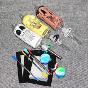 Cartoon design Glass Nectar Bong Kit with Quartz Tips Hookahs Dab Straw Oil Rigs Silicone Smoking Pipe smoke accessories