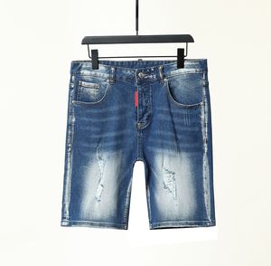 Мода повседневное хип -хоп мужчина -дизайнер короткие джинсы расстроенные разорванные мотоцикл -байкер Slim Fit Denim Shorts Мужские брюки