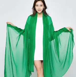 Luxus 150 230 cm Langes Satin -Seidenschal Sommer Damen Green Shgl Top Grade Brand -Schals einfacher schlichtes Chiffon Kopf