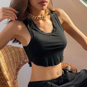 Zbiorniki damskie Camis Summer Solid Coloor Corset TOP Y2K SEXY STRANSPORT SLIM FIT Kamizelka U dno-Neck Kobiety Krótka wewnętrzna rurka ZAKRESOWANA TA