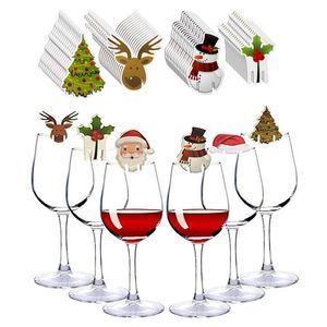 クリスマスデコレーション10pcsカップカード装飾サンタハットワイングラス装飾クリスマスツリー飾りホームパーティーの年ギフトスリストマス