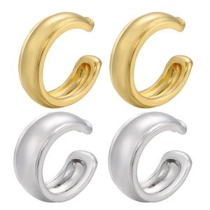 Clip-on & Screw Back ZHUKOU 2022 Gold/silver Color Ear Cuffs For Women Brass C Shape Thick Clips Bohemian No Pierced Small Earring VE339
