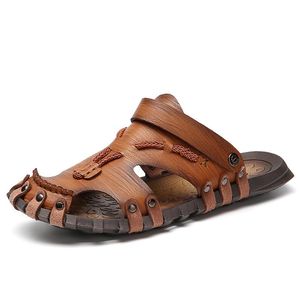 Sandálias Microfiber couro de verão respirável deslizamento casual em planos para homens praia sapatos de sandália de areia de areia soft ousandals