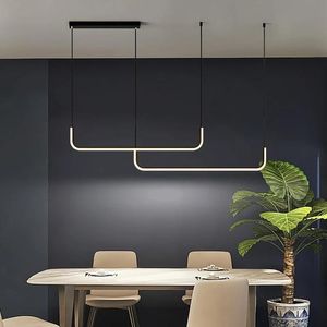 Kolye lambaları Modern LED Tavan Avizesi Masa Yemek Odası Mutfak Bar Minimalist Ev Dekoru Aydınlatma Siyah Parlak Lampspender
