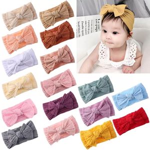 Fasce per capelli in nylon con fiocco per capelli Fasce per capelli Elastici per ragazze Neonato Toddlers Bow Knot Soft Headwraps