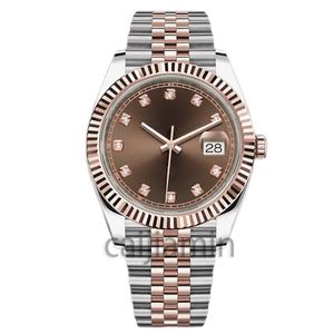 Caijiamin - Mens Watch 41mm Large Dial Rose Gold Automatic Mechanical Watch rostfritt stålrem