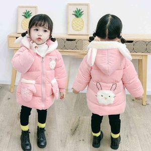 1-6 Year Baby Girl Coat Winter Thick Warm Corduroy Jackets For Girls Cute Cartoon Animal Hooded Children Outerwear Birthday Gift J220718