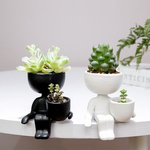 Menselijke gevormde keramische plantenpot Succulente planter vaas Kleine plantencontainer voor huizentuin Office Desktop Decoratie