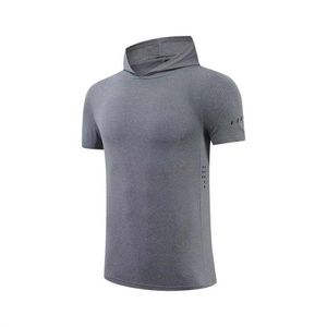 lu-6693 verão roupas de corrida de secagem rápida roupas de fitness europeus e americanos masculinos camisetas esportivas de manga curta com capuz Por favor, verifique a tabela de tamanhos para comprar