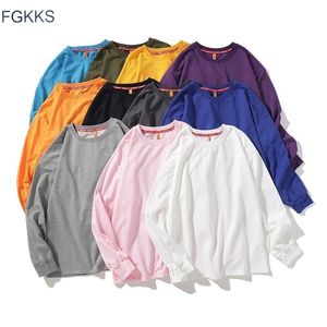 fgkks quality brand men solid color tshirt curage mens oneck t shirt male simple lodsleeve tee shats tops 201116