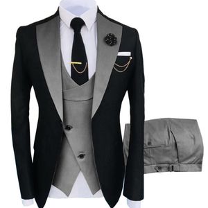 Erkek Suit Blazers İki Renkli Erkekler Takım 3 Parça Taarrılmış Adam Damat Weddi 220823