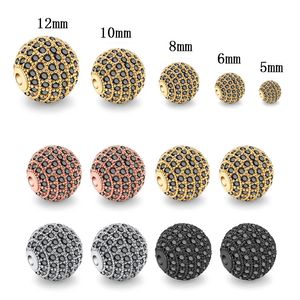 Classic Metal Beads CZ Micro Pave Copper Bead Charm for Jewelry Making 8 10 MM