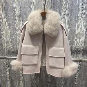Misto lana da donna 2022 Parka corto invernale rimovibile Fodera in vera pelliccia di Rex Collo Cappotto freddo super caldo femminile