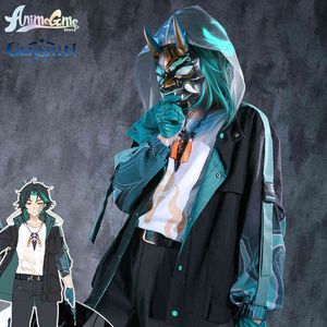 Auf Lager Spiel Genshin Impact Cosplay Xiao Kostüm Xiao Anime Cos Jacke Täglich Trendy Hoodie Karneval Party Rollenspiel Für Männer J220720