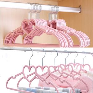 10PCS Clothes Hanger Durable Hanger ABS Heart Pattern Coat Hanger For Adult Children Clothing Hanging Supplies (Pink) 220408