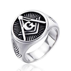 316 acciaio inossidabile in acciaio da uomo Freemaoson Rings Masonic Gioielli articoli unici design un unico Mason Silver Nero di alta qualità di gioielli di alta qualità