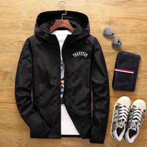 Модный бренд Trapstar Jacket Мужская одежда Ветровка с капюшоном Мужские пальто Zipper Bomber Jacket Chaquetas Hombre S-4XL Y220803