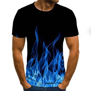 Alev erkek T-shirt Yaz Moda Kısa Kollu 3D Yuvarlak Boyun Smoke Element Gömlek Trendy 220402 Tops