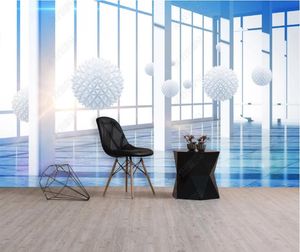 3D Murals Wallpaper coffee shop lounge living room Fantasy blue three-dimensional background wall stickers