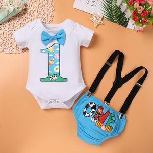 Kleidungssets Jahr Geburtstag Ärmel Strampler Baby Jungen Kleidung Kuh Thema Cake Smash Bodysuit Original Einzigartige Alltagskleidung für Homewear PartyClothi