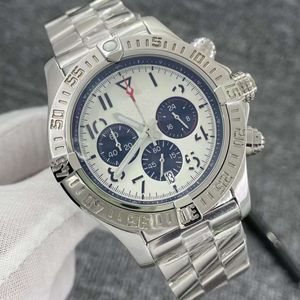 Lyx Herrklocka Silver Urtavla Japan Super Quartz Chronograph 45mm Avenger Hurricane SEA1884 Armbandsfodral i rostfritt stål Hardlex Glass Armbandsur