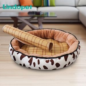 Hundbädd Sommarvärmning Kennel Pet Floppy Comfy Plush Rim Cushion och Nonslip Bottom Dog Beds For Large Small Dogs House 210224