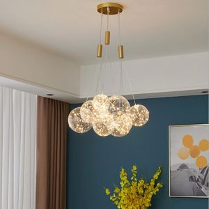 Pendant Lamps Nordic Wind Glass Dining Room Chandelier Starry Creative LED Light For Bedroom And Living Large Chandeliers Ceiling HangingPen